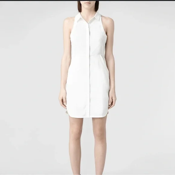 All Saints Mel Sleeveless Cotton Shirt Dress, Sz 36, MSRP $180